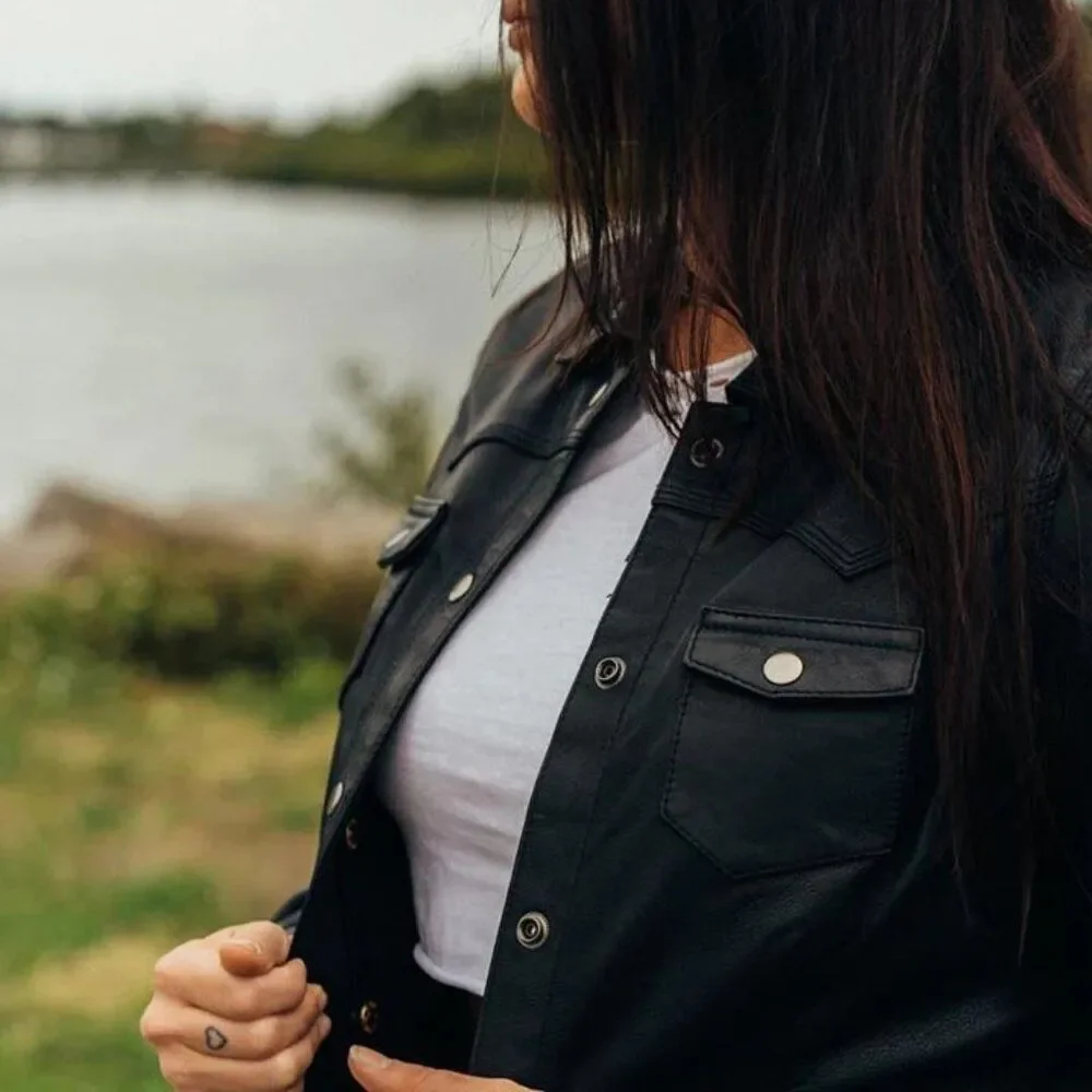 Onyx Women's Leather Motorcycle Shirt